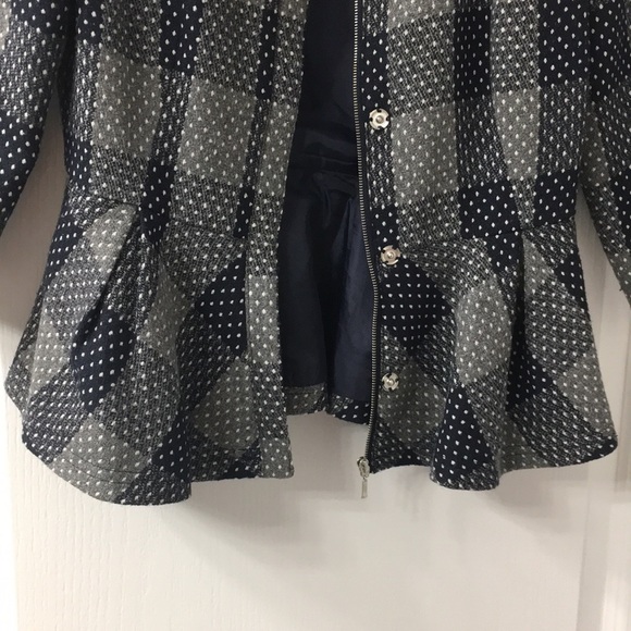 Peplum waist blue plaid jacket - Picture 3 of 5
